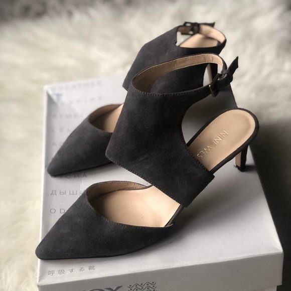 Nine West Grey Suede Kitten Heels - Picture 2 of 7